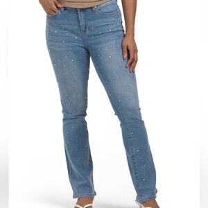 Nicole Miller Embellished Boot Cut Jeans